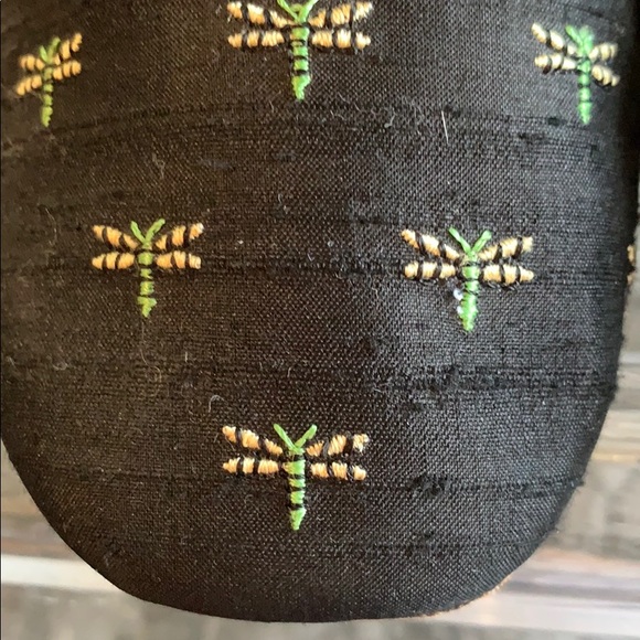 AMY JO GLADSTONE SLIPPERS VTG BLK RAW SILK SZ M - Picture 2 of 5